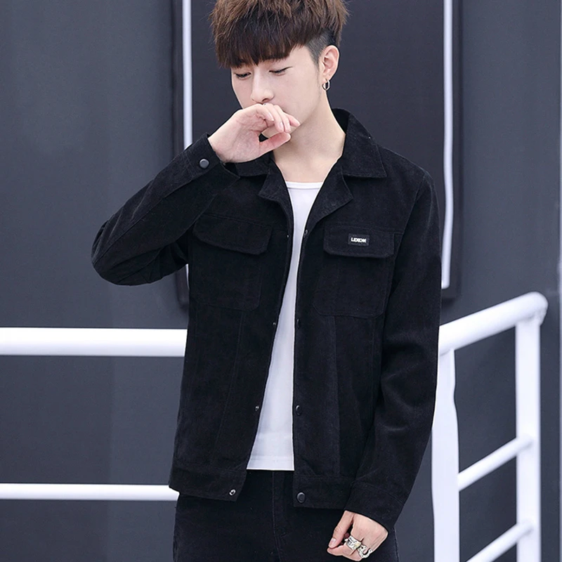 

2020 Men's New Casual Korean Version Coat Loose Fashion Cool Handsome Corduroy Jacket Spring and Autumn Student Clothes Thin