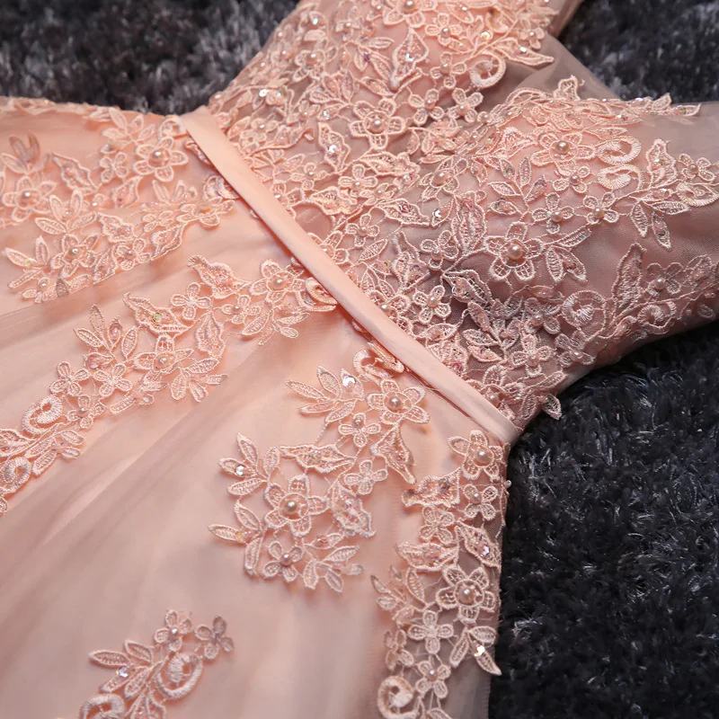 

Women's wedding party dress plus size V neck lace beading pink short formal prom evening dress for New Year 2021 cocktail dress
