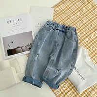 hole baby spring autumn jeans pants for boys children kids trousers clothing high quality teenagers 2021