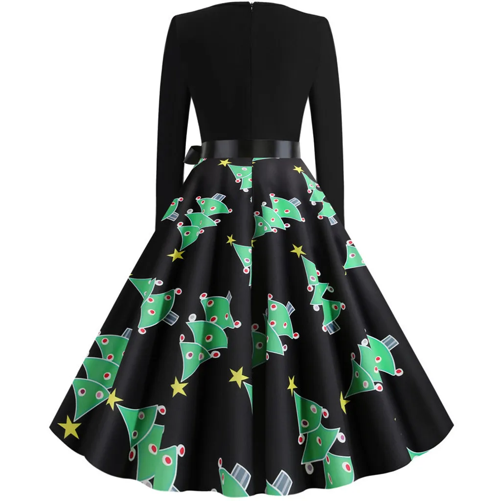 HSU 2019 горячая Распродажа женское винтажное рождественское платье с длинными
