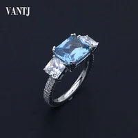 VANTJ Real10K Gold Ring Sterling Blue Topaz Moissanite Fine Jewelry For Women Engagement Wedding Party Gift
