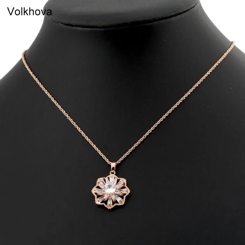 Кулон в форме цветка из розового золота 585 пробы кулон с фианитом класса ААА