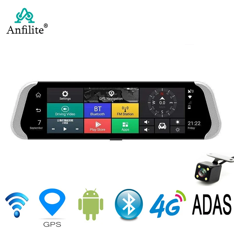10 дюймов 4G Автомобильный видеорегистратор ADAS Android Dvr регистратор с GPS навигацией