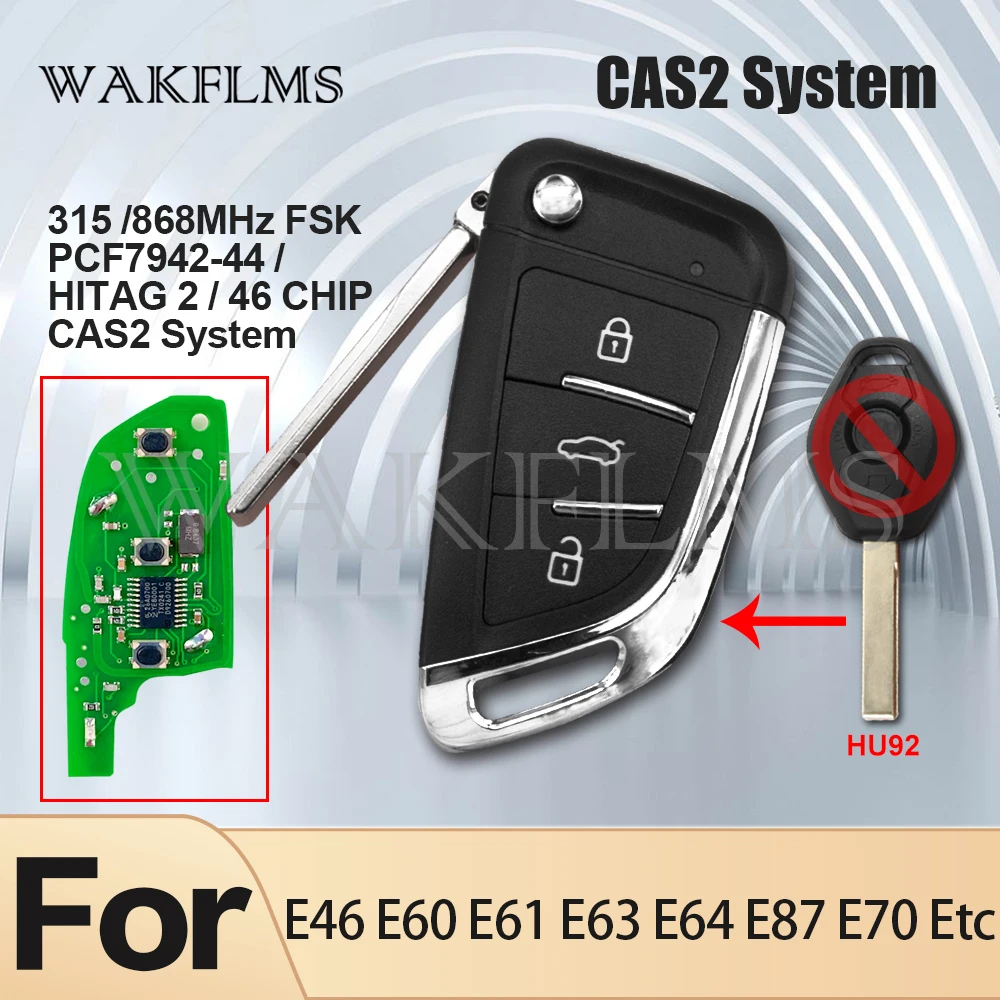 3 кнопки дистанционного ключа для BMW 1 5 6 серии X5 с PCF7942 44 чип CAS2 315LP МГц 315 433 868|key for|key