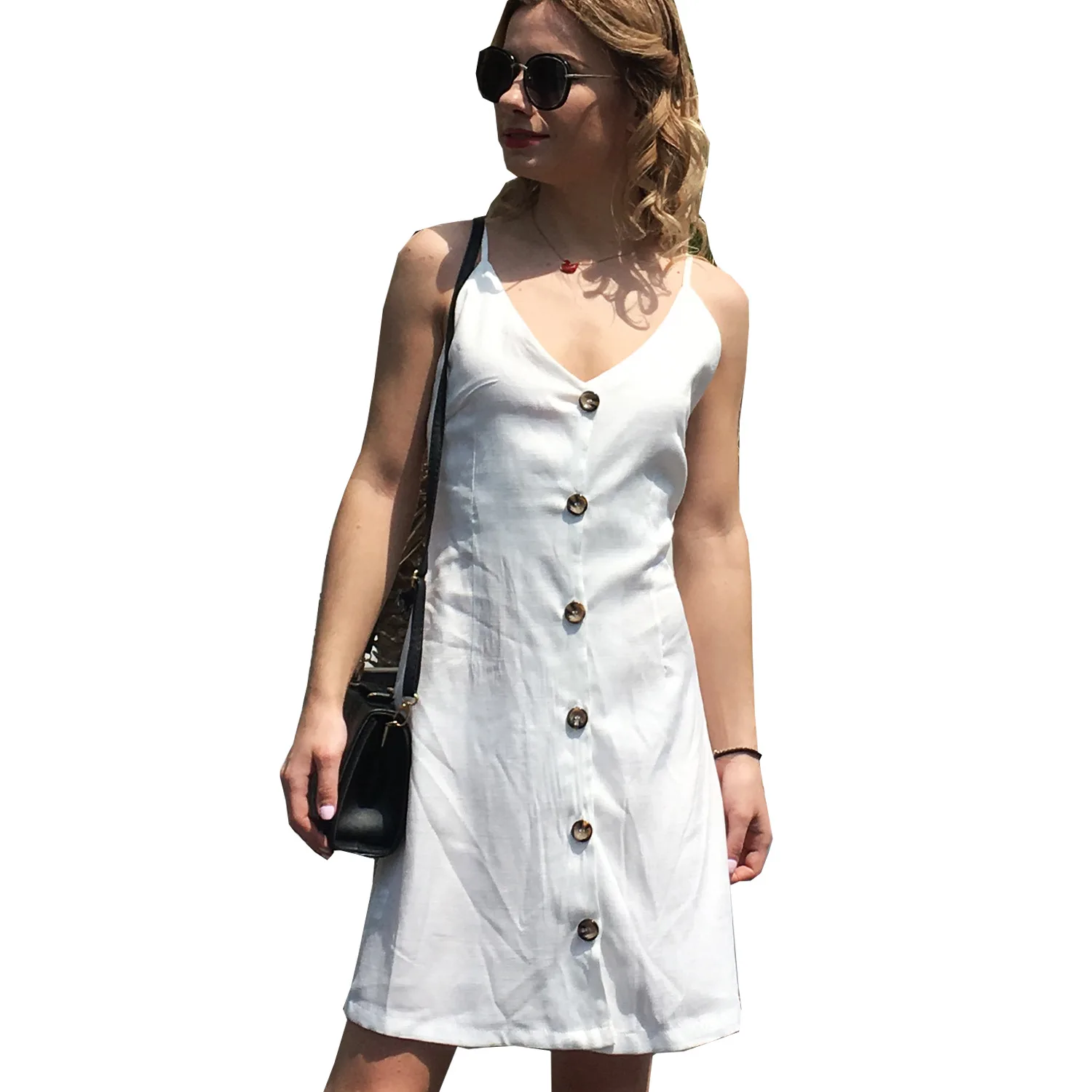 

Vintage Casual Sundress Female Beach Dress Midi Button Backless Women Dress Summer 2020 Boho Sexy Dress