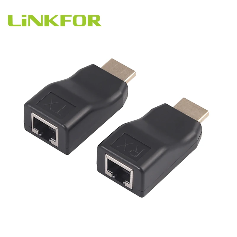 

LiNKFOR 2x HDMI-совместимый удлинитель сигнала 1080P 4K через Cat 5e/6 сетевой Ethernet адаптер HDMI-совместимый сигнал TX RX адаптер