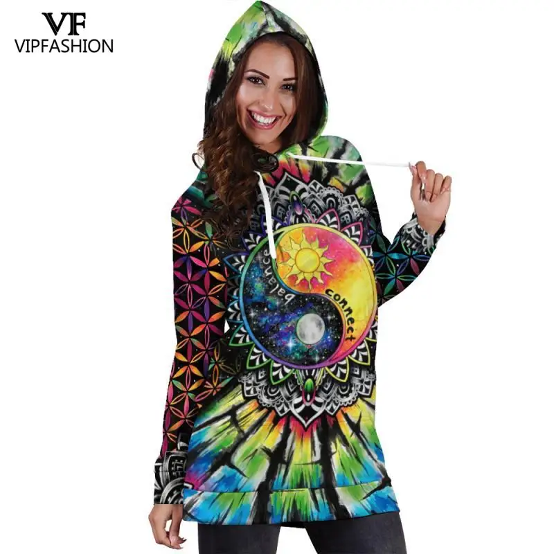 VIP модное осенне-зимнее платье с капюшоном принтом единорога длинным рукавом