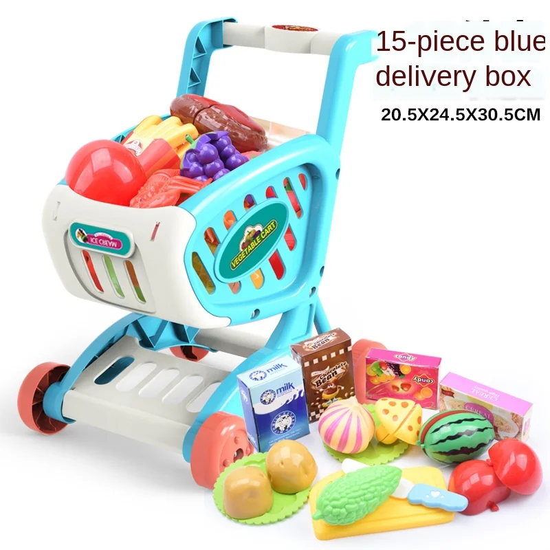 Корзина для покупок имитация супермаркета игрушечная тележка резки фруктов