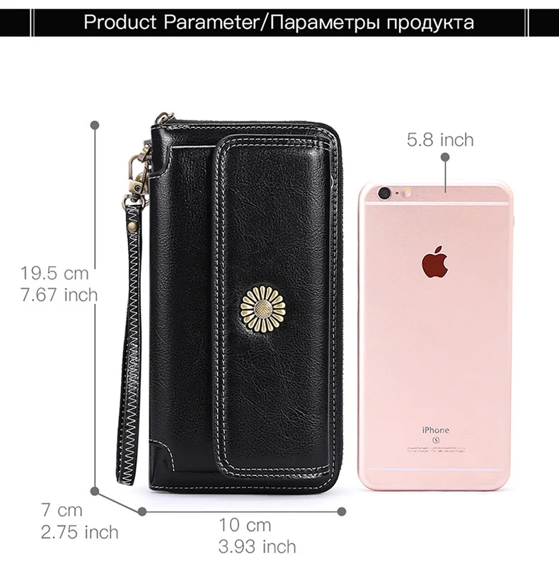 Роскошный бренд, женский клатч, коровья кожа, кошелек, Женский Длинный кошелек, Женский кошелек на молнии, ремень, сумка для денег, кошелек для Iphone 7-8