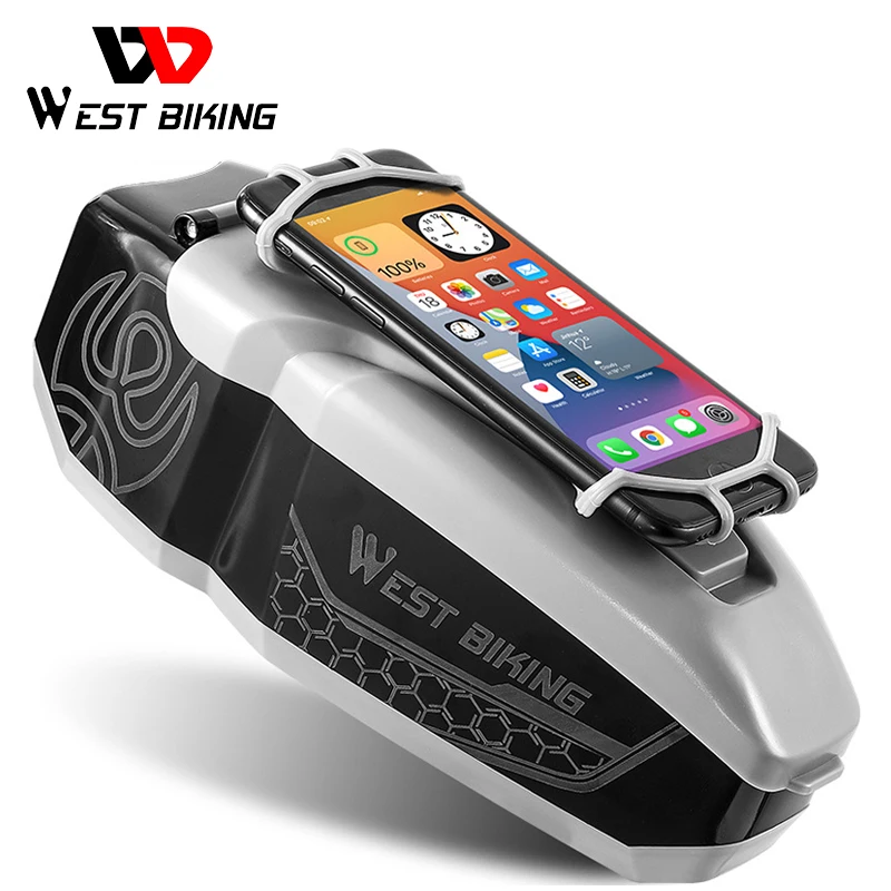 

WEST BIKING Waterproof Bicycle Bag With 4-6.5 Inch Phone Holder Front Frame Top Tube MTB Bike Bag PC Shell Cycling Accessories
