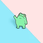 Забавная Броши лягушка зеленая эмалированная заколка в виде животного для сумок заколка для лацкана жест Аниме Матовый металлический значок ювелирные изделия подарок для друзей оптовая продажа