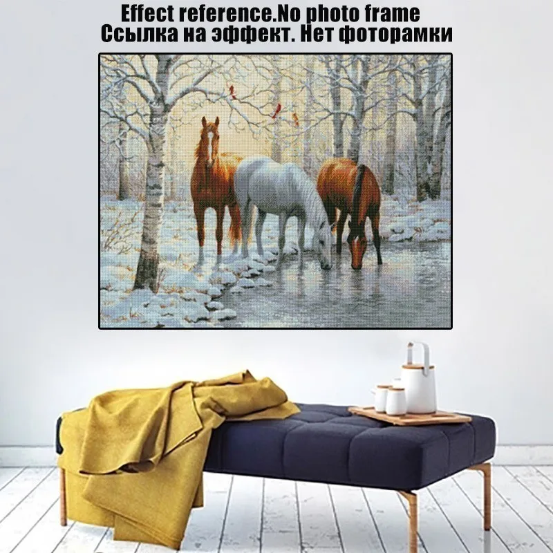 5D Смола поделки алмазов картина Животные картину Стразы Рождественское украшение, алмазная вышивка, лошади узор домашний декор