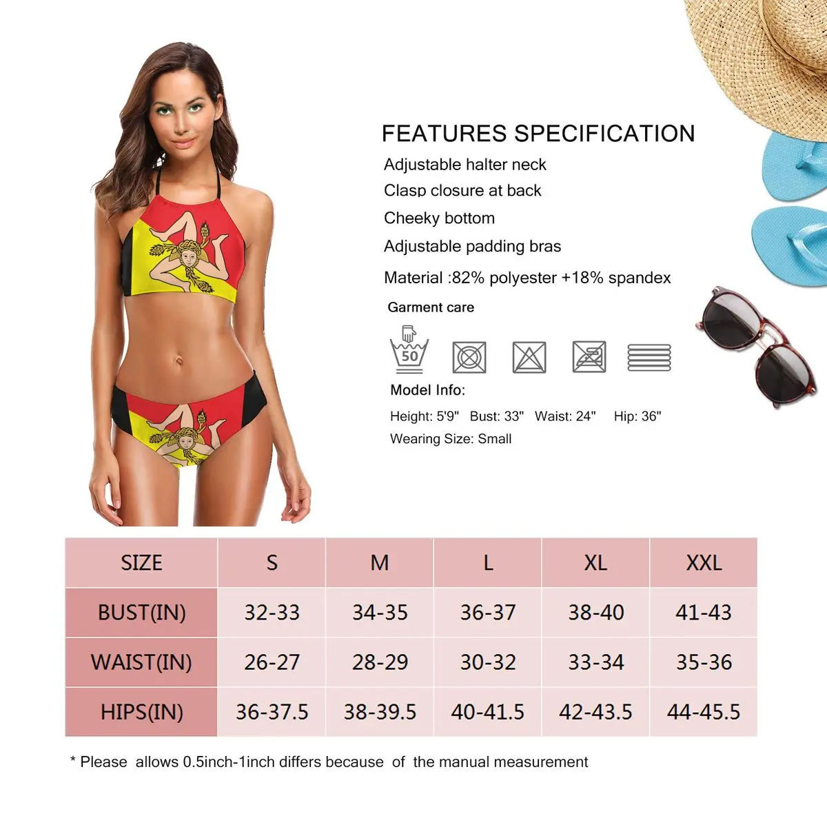 

Bikinis Flag Of Sicily sexy 2021 Women Swimsuit Low Waist Swimwear R333 Women bathing suit SwimSuit