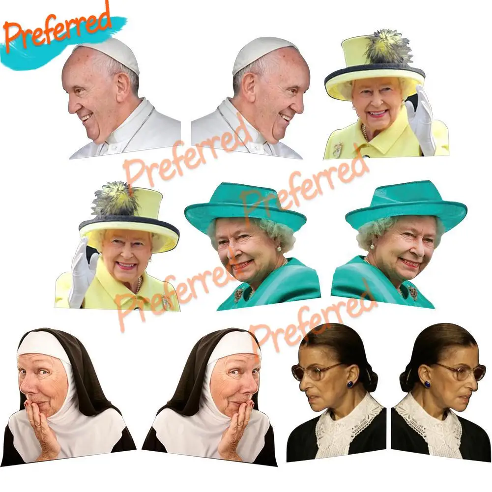 

3D Car Sticker Funny Celebrity Car Rear Window Sticker Decals Car Sillusion Sticker for Queen Elizabeth for Pope Francis