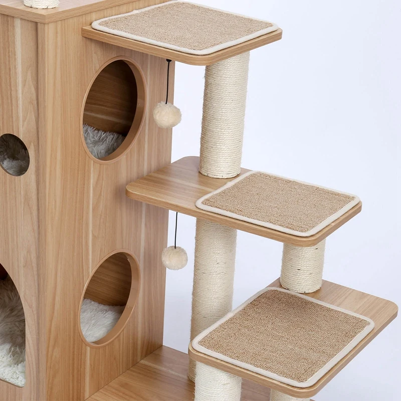 

Cat Tree Modern Cat Tower Featuring With Fully Sisal Covering Scratching Posts, Deluxe Condos And Large Space Capsule Nest