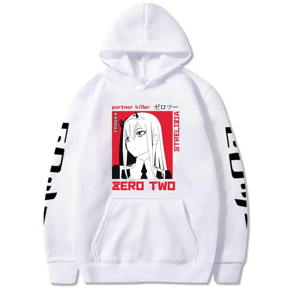 

2021 толстовки Харадзюку С аниме Дарлинг в Franxx, два свитшота Zero, Повседневная Уличная одежда, графический пуловер унисекс, топы