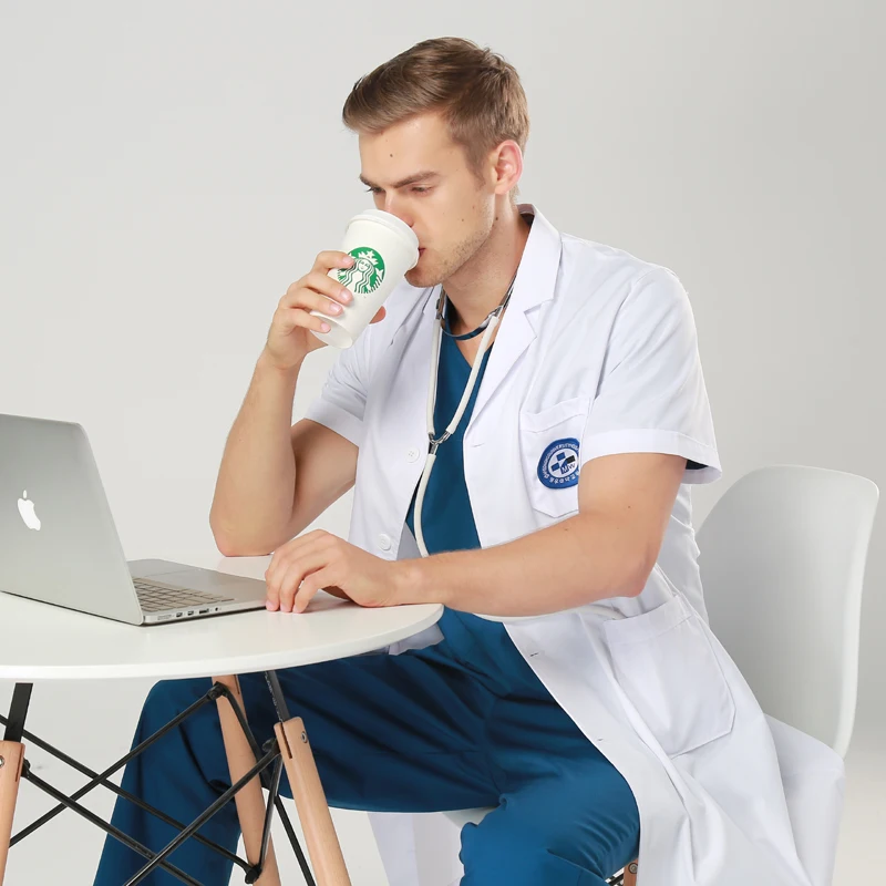 Белая медицинская лабораторная Больничная туника для женщин и мужчин