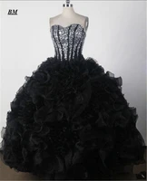 black quinceanera dress 2021 sweetheart ball gown sweet 16 dress beading prom party gown debutante vestido de 15 anos bm177