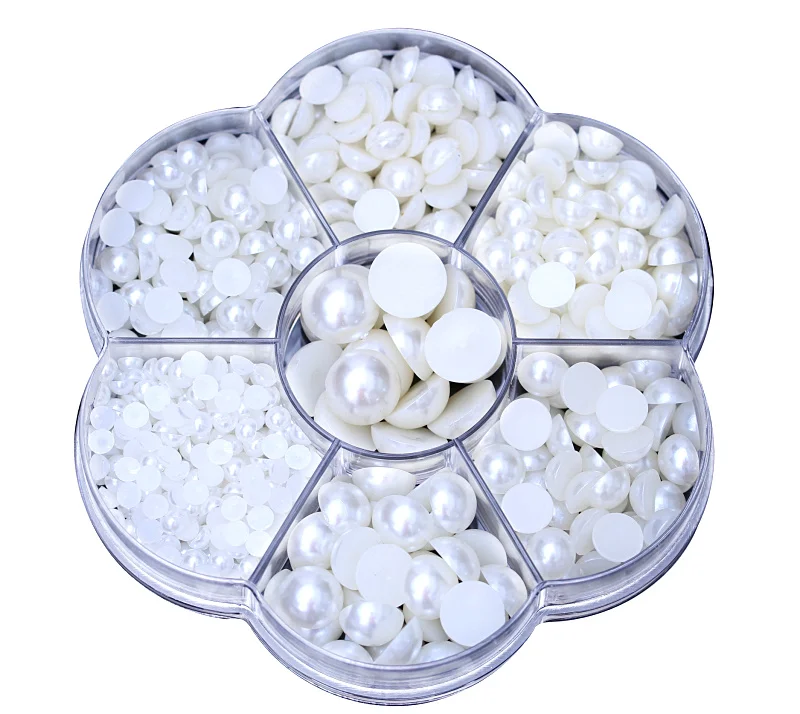 Mixed Size Box Packing White AB 3mm~12mm Imitation Flatback pearl Half Round Pearls For DIY Crafts Decoration B2044 | Дом и сад