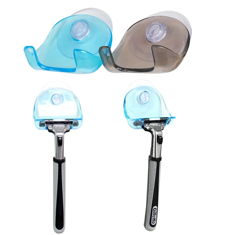 

Plastic Shaver Hanging Rack Clear Storage Shelf Sucker Suction Cup Razor Holder Organizer Bathroom Product