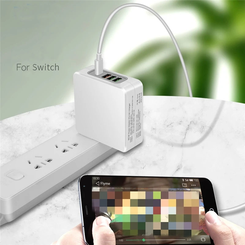 Штепсельная Вилка европейского стандарта Type-C PD 45 Вт 4 порта USB зарядное