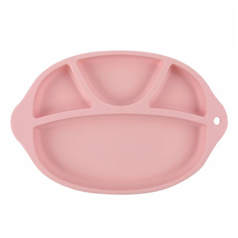Pink Plate Анти-горячий силиконовый детский обеденный тарелка карамельного цвета противоскользящие дети для кормления подложка-тарелка детская посуда - Цвет: Pink Plate