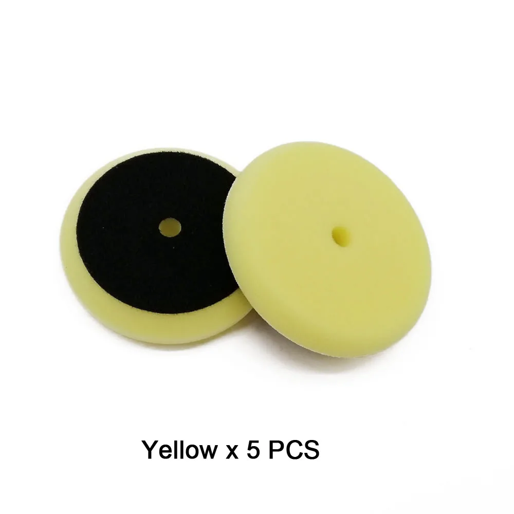 Yellow x 5PCS 3-дюймовый Полировочный коврик для полировальная машинка для автомобилей с эксцентриковым, RO/DA/Воздушный полировщик Губка из полиэстера для ногтей полировальные накладки - Цвет: Yellow x 5PCS