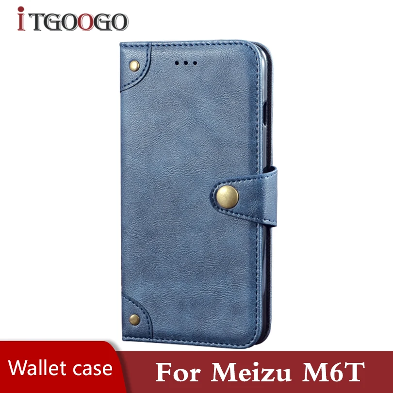 Чехол книжка для Meizu M6T кожаный чехол на заднюю панель магнитный противоударный