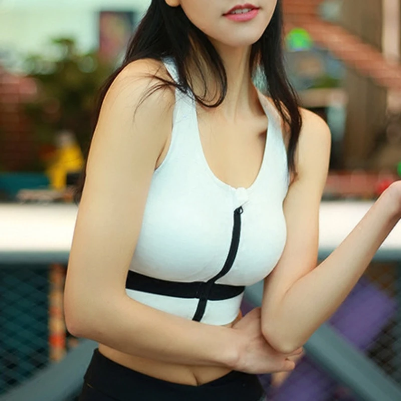 Бюстгальтер пуш ап с застежкой молнией для йоги ударопрочный спортивный