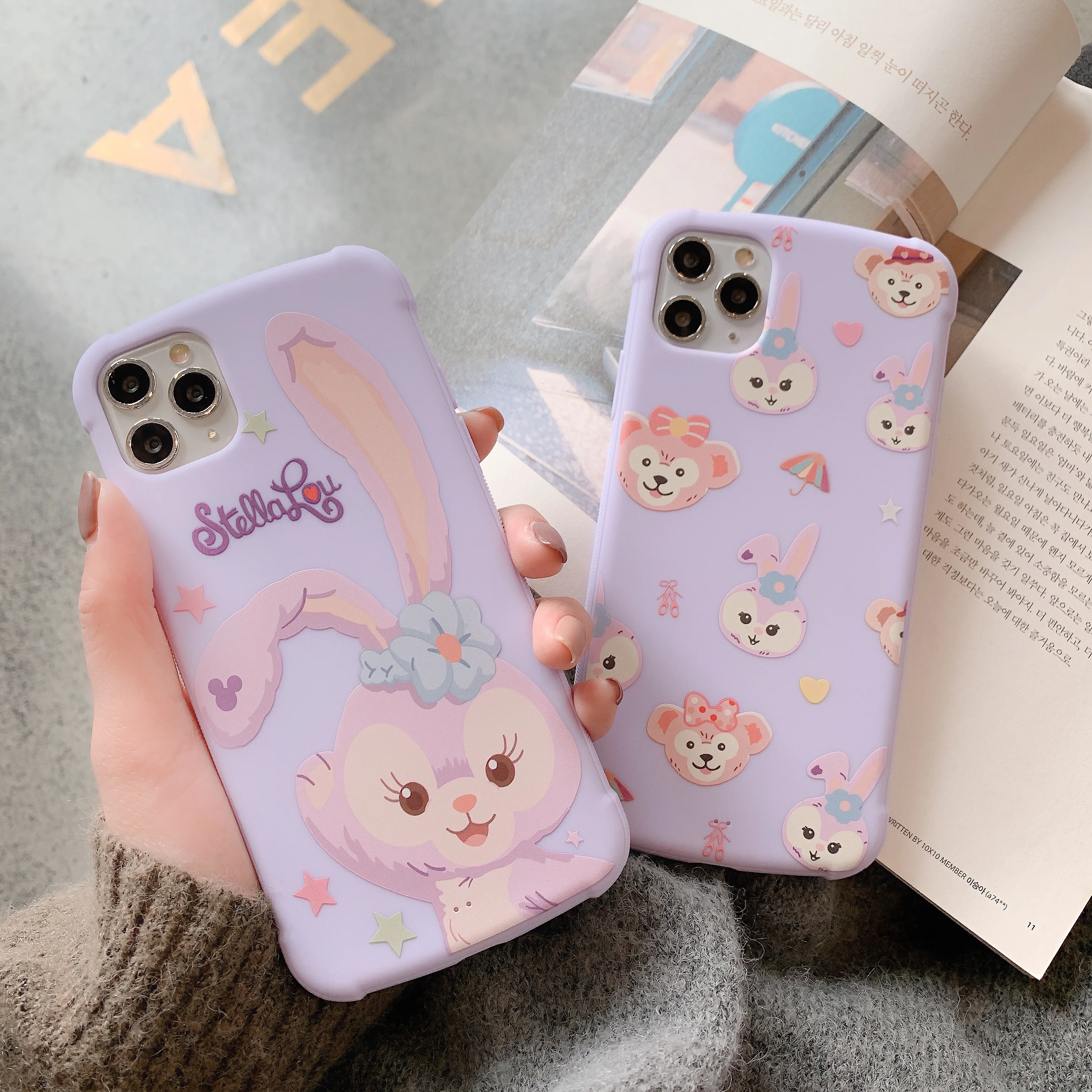 Cute Cartoon Rabbit Case For iPhone 6 6S 7 8 Plus X XR XS 11 Pro Max Candy Color Phone Cases Soft TPU Cover With Tempered film |