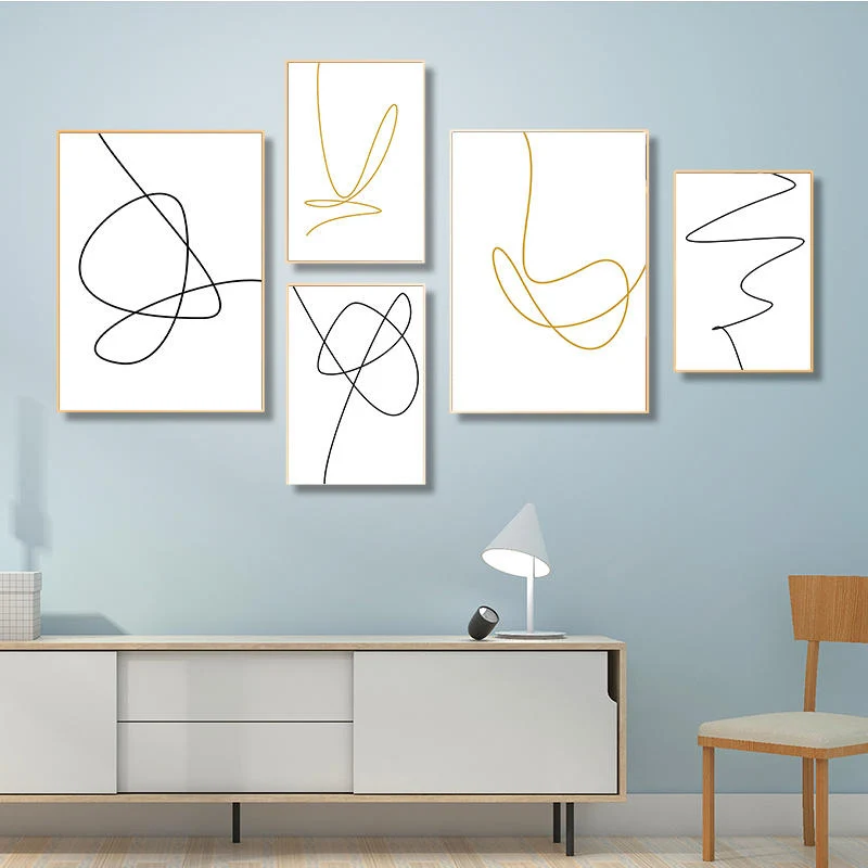 YUMEART абстрактная непрерывная одна линия Рисование стены Искусство Постеры