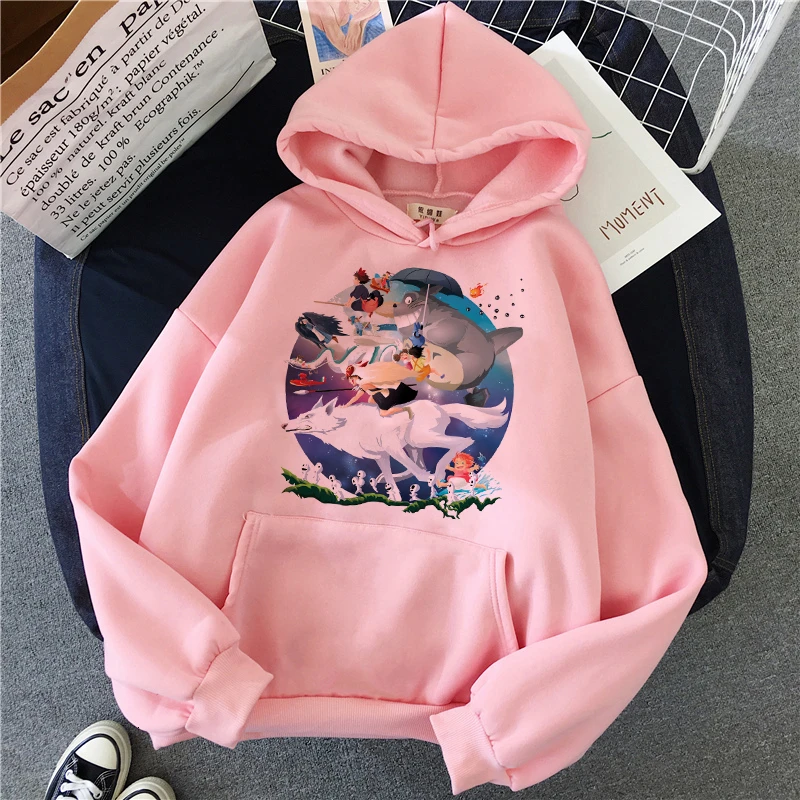 Totoro Studio Ghibli Kawaii толстовки Harajuku Забавный аниме для женщин мультфильм толстовка Ullzang 90s мода толстовка Графический Женский милый - Цвет: 24