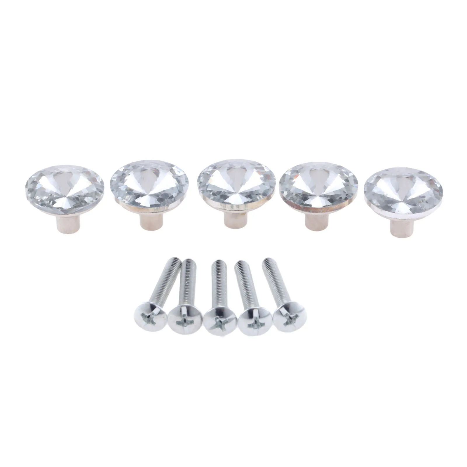 

5Pcs 20mm Diamond Crystal Door Furniture Knob Cabinet Knobs and Handle Wardrobe Cupboard Kitchen Pull Handle Furniture Fittings