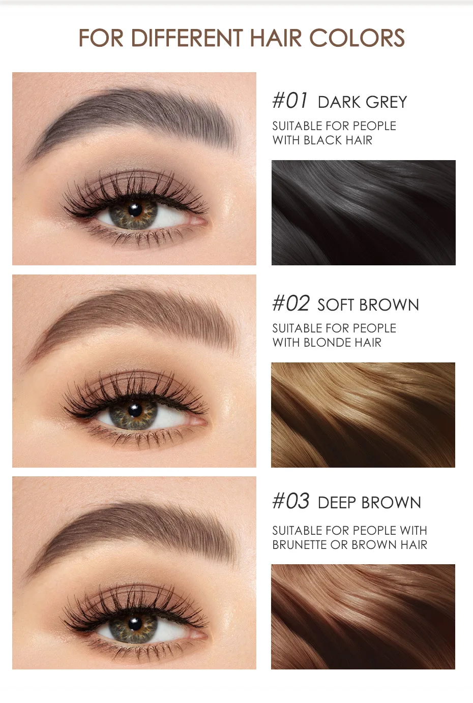 

Colors Eyebrow Pen Waterproof 4 Fork Tip Eyebrow Tattoo Pencil Cosmetic Long Lasting Natural Dark Brown Liquid Eye Brow Pencil