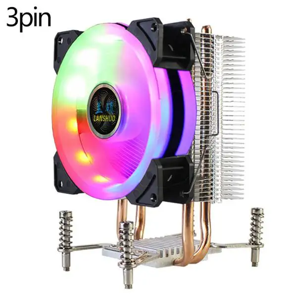 LANSHUO CPU кулер RGB Радиатор 2 тепловые трубы Ультра тихий вентилятор для LGA 2011 X79 X99