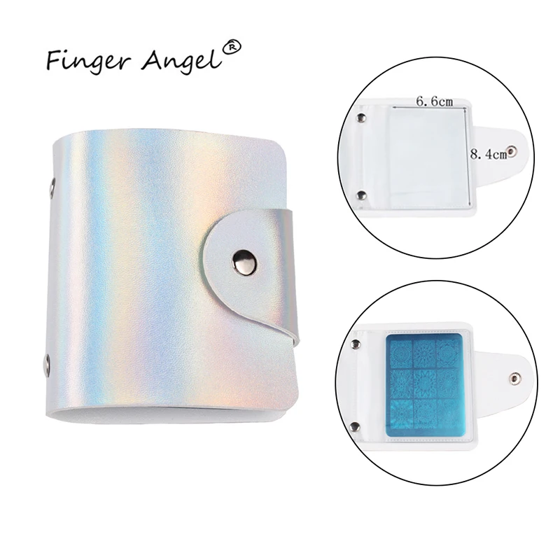 Серебряный лазерный штамп для дизайна ногтей с ангелом пальцем фотопапка сумка