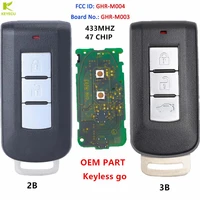 keyecu genuine oem remote keyless smart key 23 button 433mhz id47 for mitsubishi pajero sport l200 montero ghr m004 ghr m003