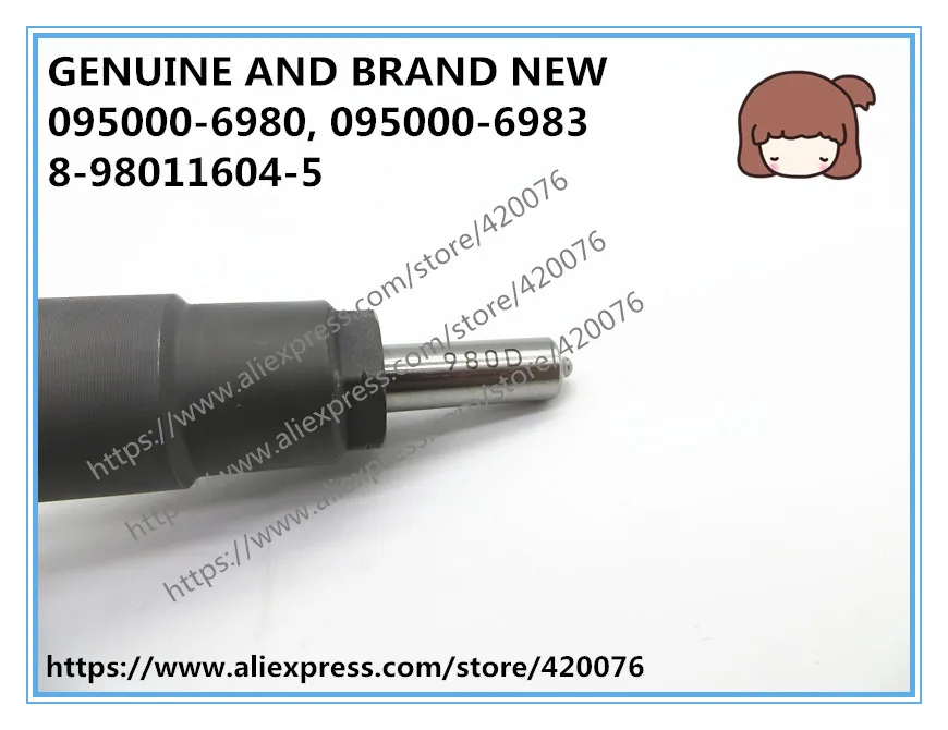 Подлинный и совершенно новый дизельный топливный инжектор 095000 6980 8 98011604 4 98055862 3