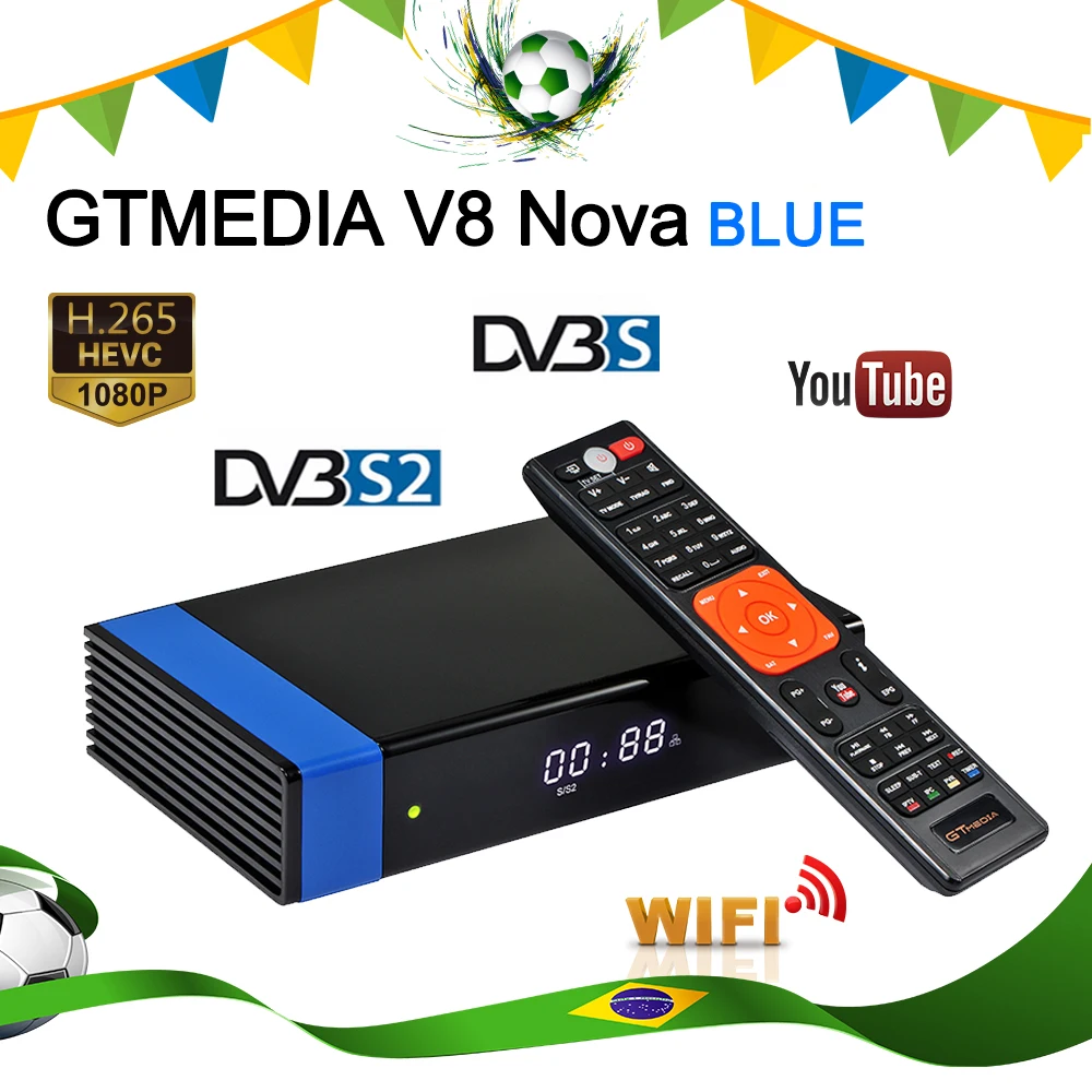 Оригинальный бразильский спутниковый ресивер GTMEDIA V8 NOVA Blue H.265 DVB S2 цифровая