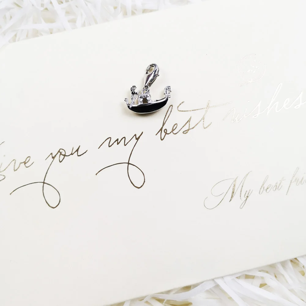 Подвеска в виде венецианской гондолы из серебра 925 пробы подходит для браслета