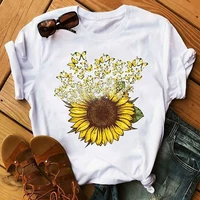 sunflower print graphic tees t shirt women aesthetic short sleeve t shirt cotton summer tops women 2020 clothing camisetas mujer