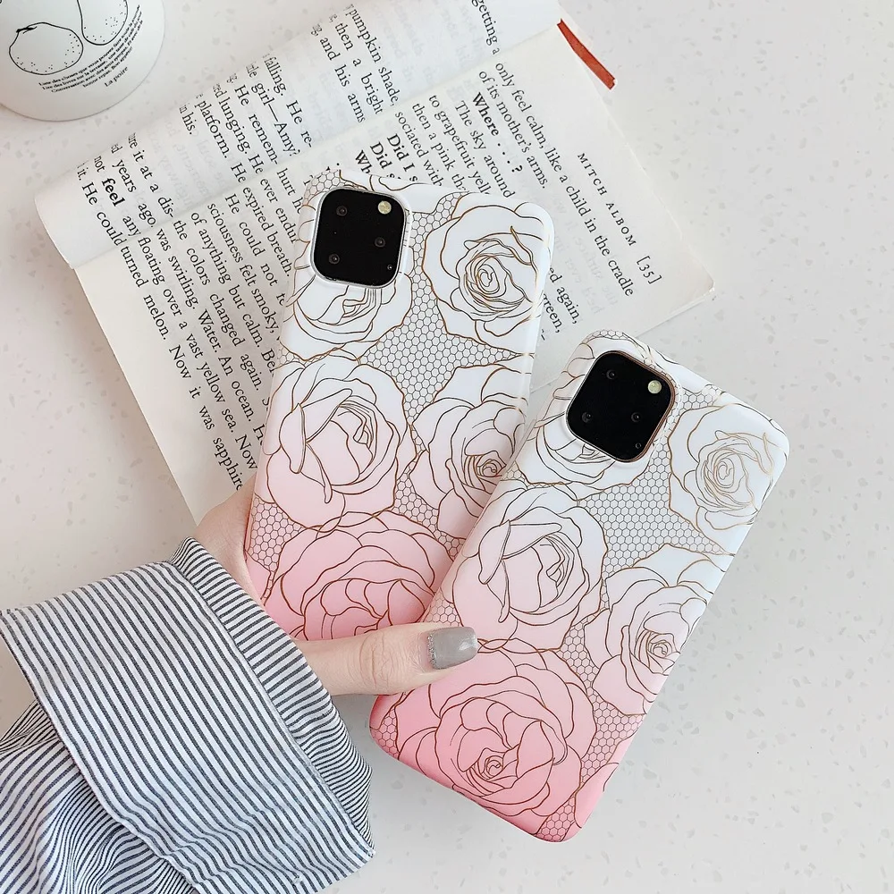 Роскошный 3D чехол для телефона с рисунком розы IPhone 11 2019 Pro градиентом мягкий из