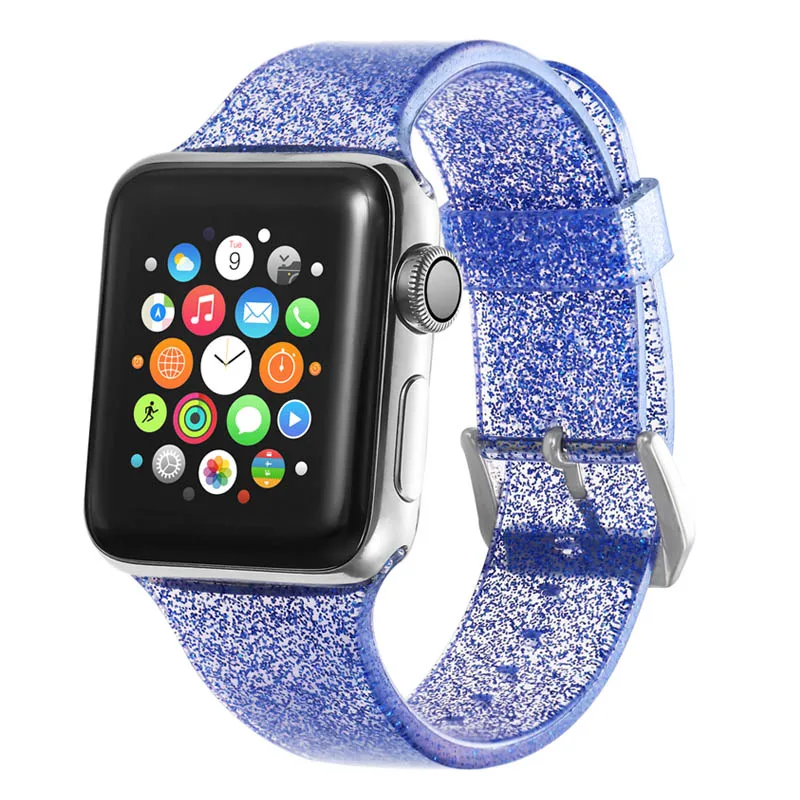 Блестящий силиконовый ремешок для Apple Watch Band 44 мм 40 IWatch 38 42 прозрачный женский