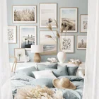 Настенная картина с изображением пляжного моста, высушенного одуванчика, травы, морских ракушек, скандинавский плакат, декоративная картина для гостиной