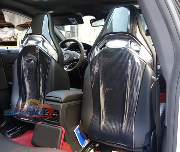 

Real Carbon Fiber Seat Back Backseat Trim Covers 4 PC/Set For Mercedes Benz CLA4 A45 W205 C63 C63S AMG 2015UP M136