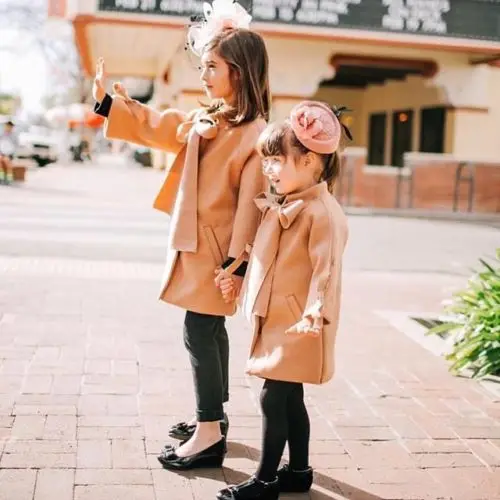 Cute Toddler Kids Baby Girls Overcoat Woolen Bowknot Single Breasted Coat For Girl Outerwear Winter Warm Clothes Snowsuit 2-8 T | Детская