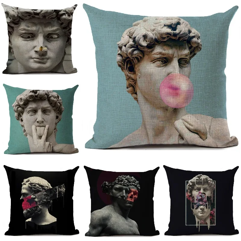 Cushion Cover Art Sculpture David Linen Pillow Home Decoration Throw Pillows Car Sofa Decorative Pillowcase | Дом и сад