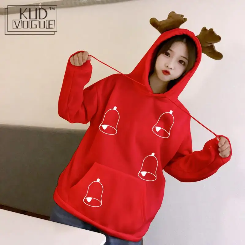 Merry Christmas Толстовка большого размера Kpop Kawaii Harajuku Женская толстовка с принтом