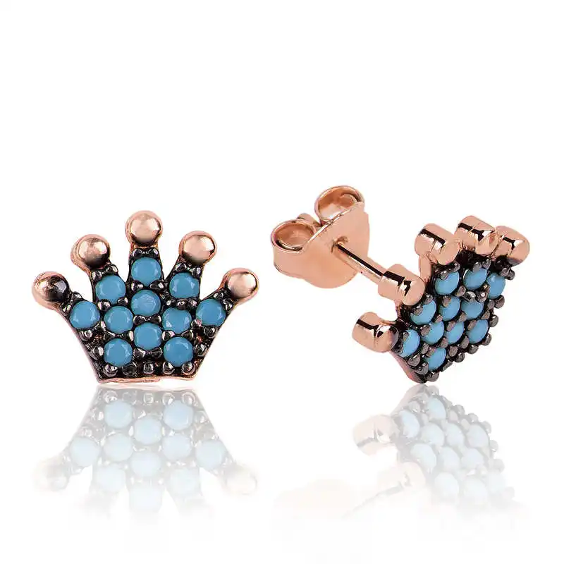 

Silverlina Silver Queen Crown Studded Earrings