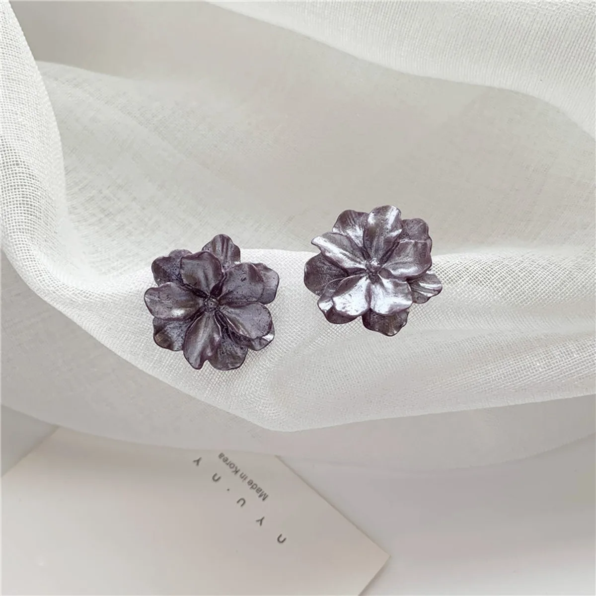 Женские серьги гвоздики в стиле ретро с фиолетовыми цветами гардения милые